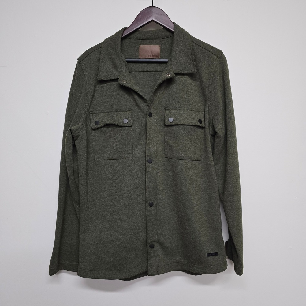 Civil Society Shacket Mens Large Green Snap Front Utility Minimalist